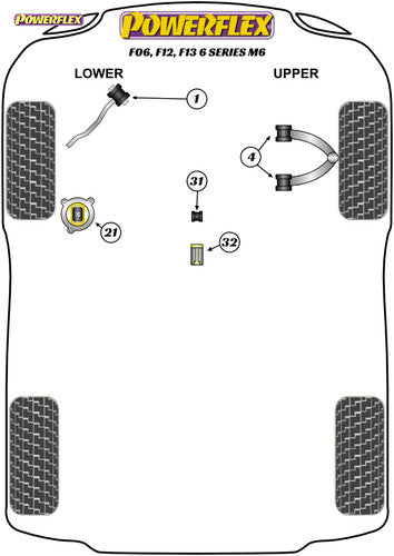 Powerflex Gear Shift Arm Front Bush Oval for BMW M6 6 Series F06 F12 F13 (Gran Coupe, Convertible, Coupe) - PFF5-4631 - Replaces 25117507695