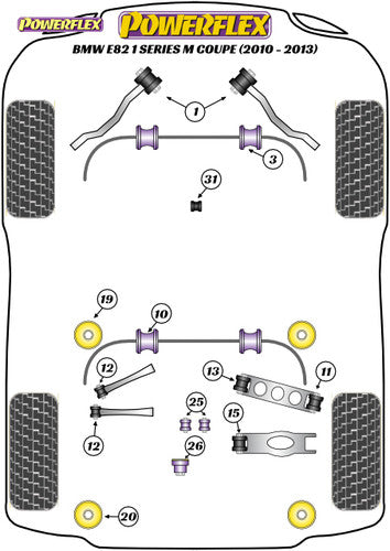 Powerflex Poly Bushes Pack Front Radius Arm To Chassis Bushes - E82 1 Series M Coupe (2010-2012) - PFF5-401G
