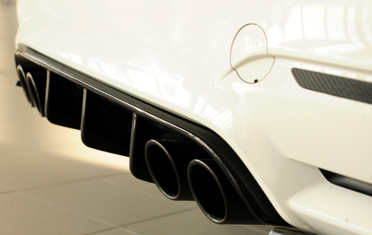 Rieger Rear Diffuser / Lower Valance for BMW M3 M4 F80 F82 F83 (2012-2018) - OEM/M Performance-Style Rear Apron & Bumper Skirt Insert for Quad Exhaust - ABS Direct Fit - Matte or Gloss Black - F8X Rear Splitter Trim