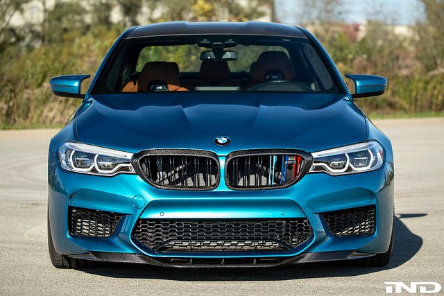 RKP Gloss Carbon Fibre Front Lip Spoiler Splitter for BMW 5 Series M5 F90 Pre-LCI (2017-2020) - Front Bumper Chin Spoiler/Aero Lip, Carbon Fiber OE+ Upgrade, Pre-Facelift Lower Splitter/Front Valance