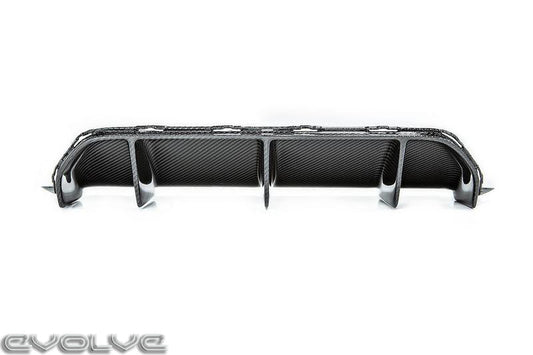 RKP Carbon Fibre Rear Diffuser / Valance for BMW M5 F90 (5 Series) | Gloss 2x2 Twill Carbon Fiber Rear Bumper Insert, Skirt & Splitter Trim | Triple-Fin Design | OEM-Plus Fit | Made in USA