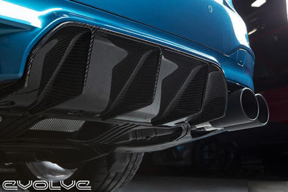 RKP Carbon Fibre Rear Diffuser / Valance for BMW M5 F90 (5 Series) | Gloss 2x2 Twill Carbon Fiber Rear Bumper Insert, Skirt & Splitter Trim | Triple-Fin Design | OEM-Plus Fit | Made in USA