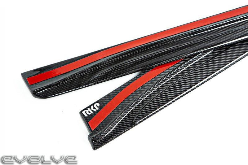 RKP Composites Carbon Fibre/Carbon Fiber Side Skirts/Rocker Panel Extensions for BMW M4 F82/F83 (Coupe & Convertible) - OEM+ 2x2 Weave, Vacuum Infused - Pair, Made in USA