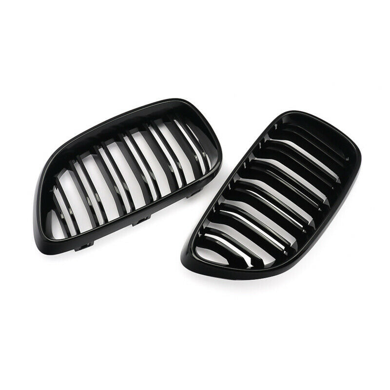 BMW 2 Series F22 F23 2012-2018 Gloss Black Twin Slat Front Kidney Grilles Pair  Coupe & Convertible  De-Chrome Upgrade  UK Stock Fast Delivery