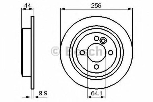 Bosch 0 986 478 601 Brake Disc / Rotor - Solid Plain Non-Vented, One-Piece, Coated Anti-Corrosion, 258.7mm x 10mm, 4-Hole (4-Stud) - OE/OEM Spec Direct-Fit Replacement, Stock Size - 0986478601