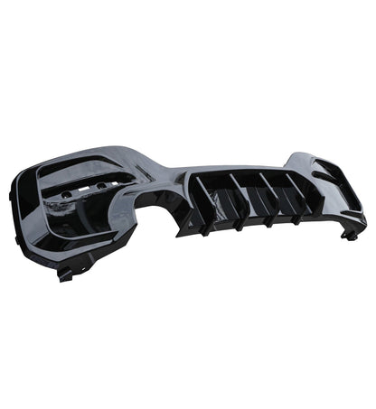 BMW 1 Series F20 F21 LCI Rear Diffuser Gloss Black - Twin Tip Left Twin Exit | OEM Style ABS Rear Bumper Valance (125d/125i 2015-2019)