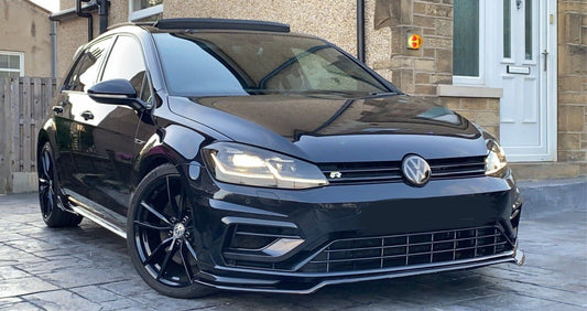 VW GOLF R MK7.5 FRONT SPLITTER GLOSS BLACK ABS PLASTIC 2017 Onwards