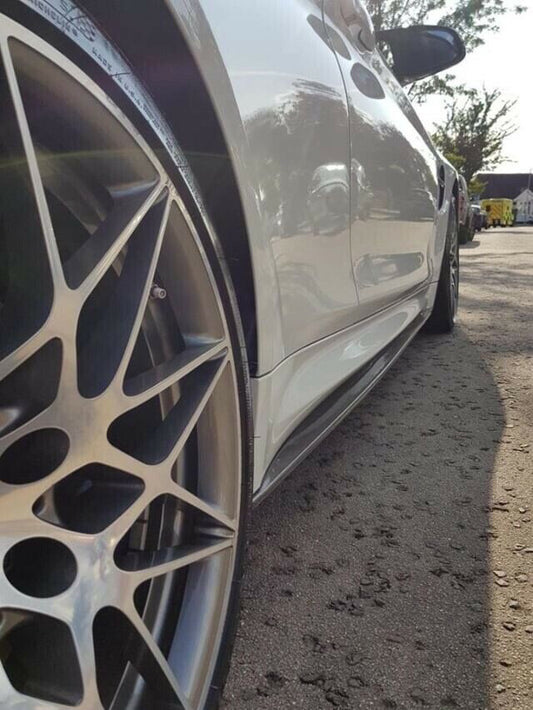 BMW M3 M4 F80 F82 F83 (2014-2020) Real Carbon Fibre Side Skirt Splitters - M Performance Style Pair - F8X Side Skirt Extensions - OEM+ Fitment - UK Stock