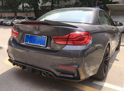 BMW M3 M4 F80 F82 F83 2014-2020 Gloss Carbon Fibre/Fiber Rear Diffuser Valance Splitter, F8X M Performance Style with Centre/Center F1 LED Rain/Brake/Fog Light, OEM+ Fit, Rear Bumper Insert for Saloon/Coupe/Convertible – UK Stock, Fast 2 Day Shipping
