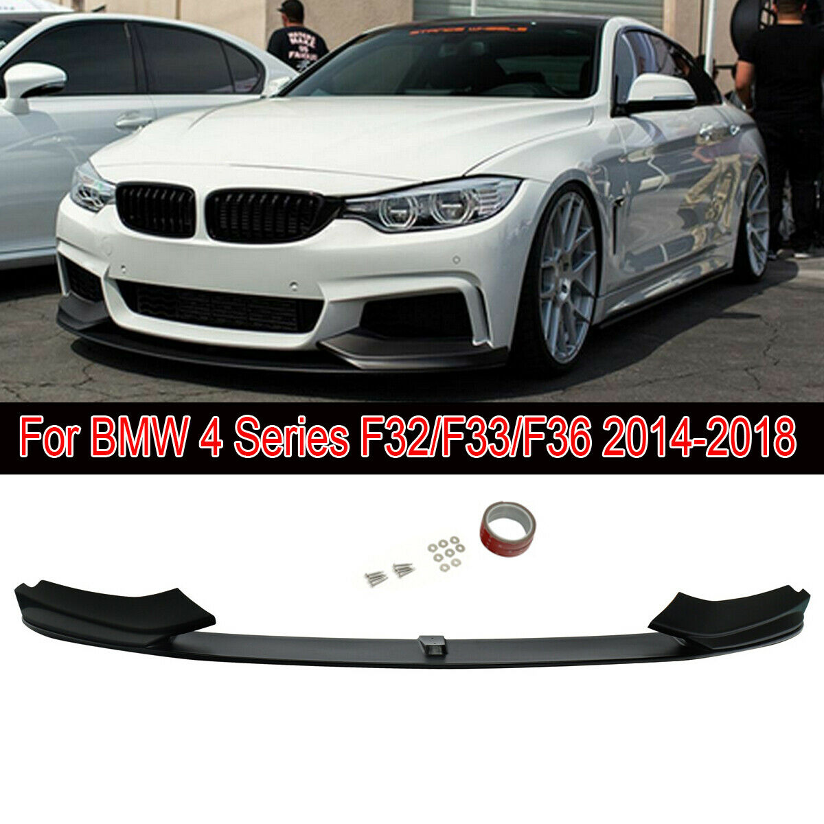 BMW 4 Series F32 F33 F36 2014-2018 Front Splitter Lip / Chin Spoiler / Lower Valance for M Sport M-Tech Bumper - Coupe, Convertible, Gran Coupe - Front Skirt Aero Bumper Extension - UK Stock - Fitting Hardware Included - Not for M4