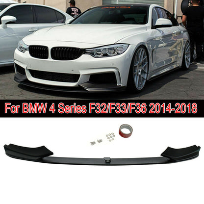 BMW 4 Series F32 F33 F36 2014-2018 Front Splitter Lip / Chin Spoiler / Lower Valance for M Sport M-Tech Bumper - Coupe, Convertible, Gran Coupe - Front Skirt Aero Bumper Extension - UK Stock - Fitting Hardware Included - Not for M4