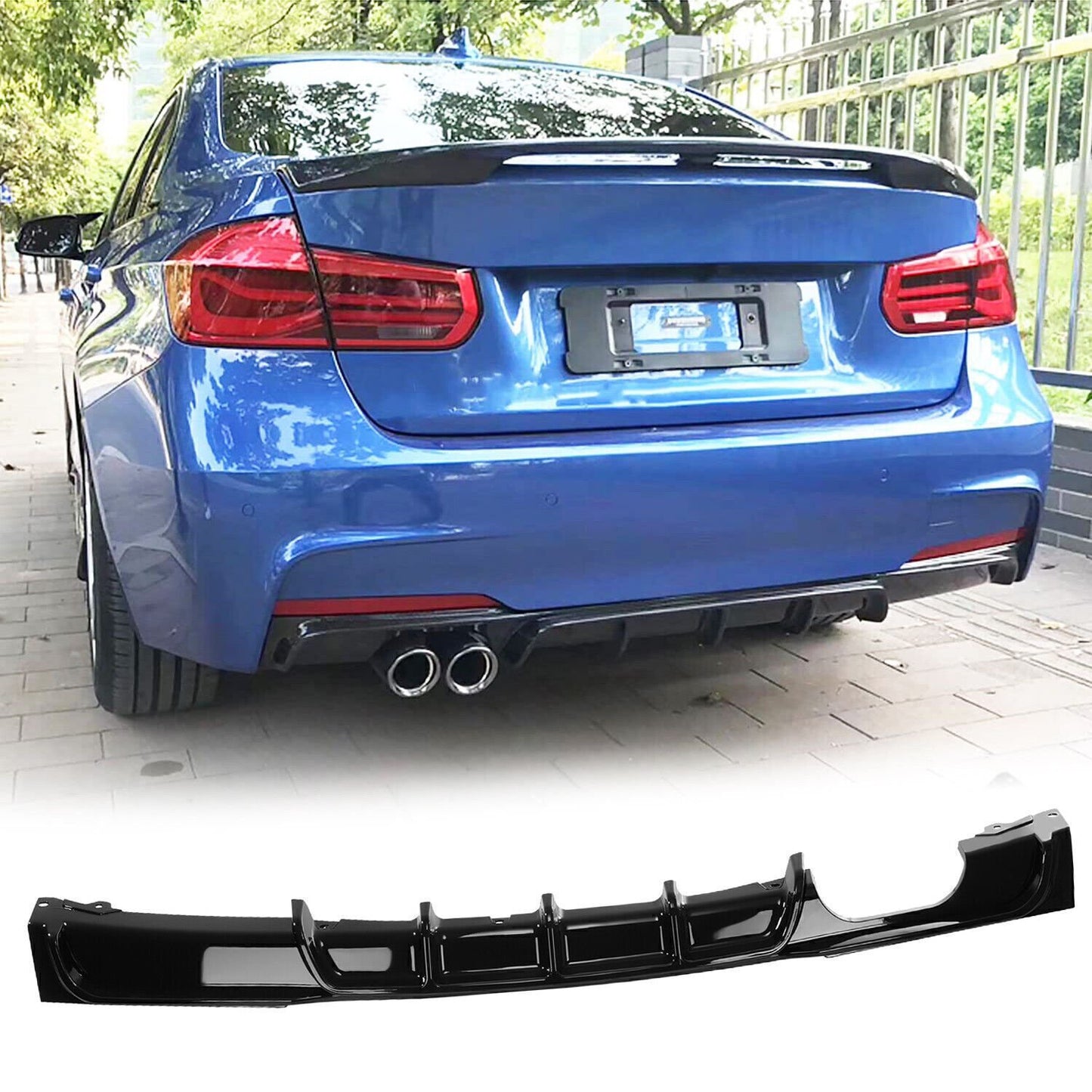 BMW 3 SERIES F30 F31 REAR BUMPER DIFFUSER M SPORT M PERFORMANCE GLOSS BLACK