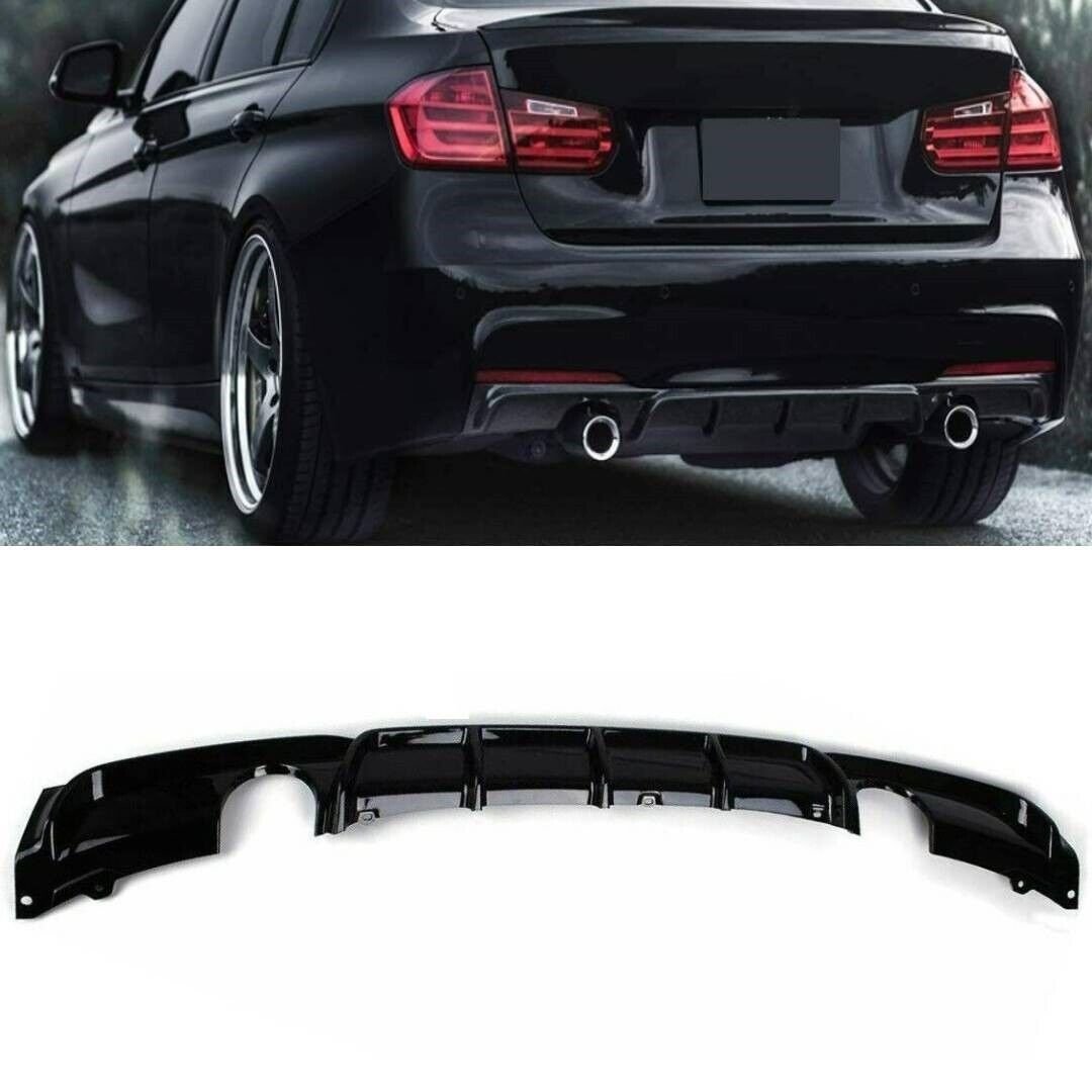 BMW 3 Series F30 F31 M Performance Rear Bumper Diffuser Dual Exhaust Gloss Black