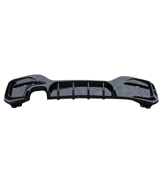 BMW 1 Series F20 F21 LCI Rear Diffuser Gloss Black - Twin Tip Left Twin Exit | OEM Style ABS Rear Bumper Valance (125d/125i 2015-2019)