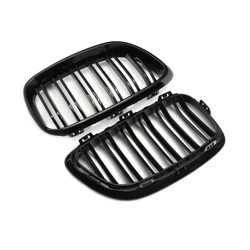 BMW 2 Series F22 F23 2012-2018 Gloss Black Twin Slat Front Kidney Grilles Pair  Coupe & Convertible  De-Chrome Upgrade  UK Stock Fast Delivery