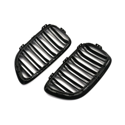 BMW 2 Series F22 F23 2012-2018 Gloss Black Twin Slat Front Kidney Grilles Pair  Coupe & Convertible  De-Chrome Upgrade  UK Stock Fast Delivery