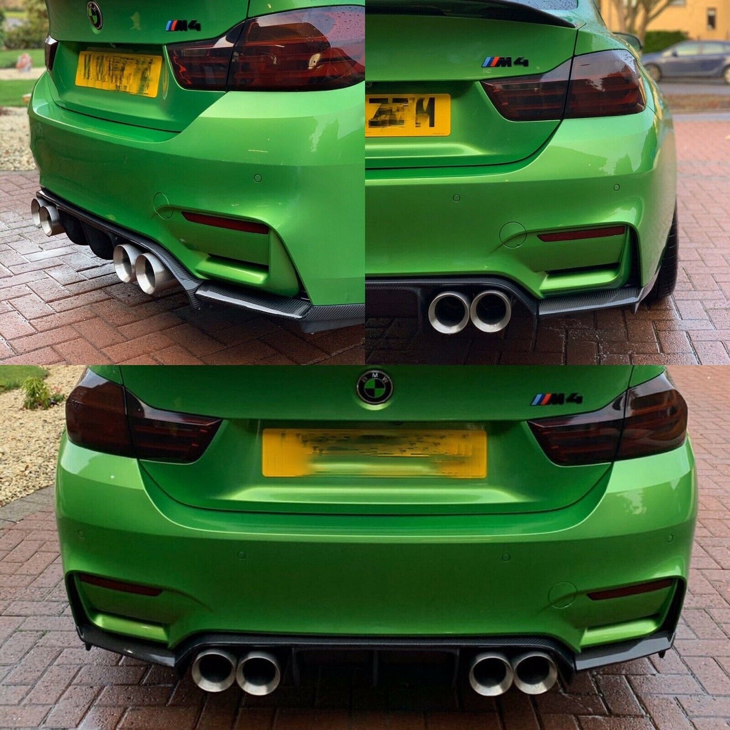 BMW M3 M4 F80 F82 F83 Real Carbon Fibre M Performance DTM V Style Rear Diffuser - 3 Piece - Fits 2014-2020 - UK Stock