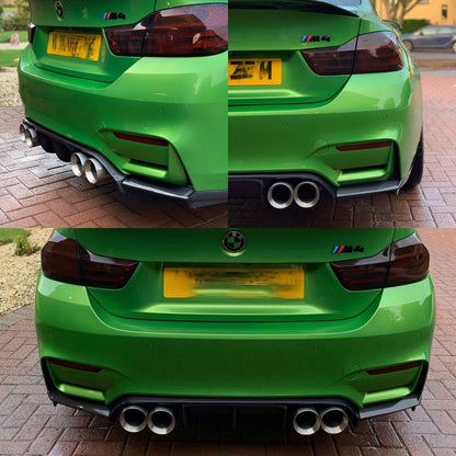 BMW M3 M4 F80 F82 F83 Real Carbon Fibre M Performance DTM V Style Rear Diffuser - 3 Piece - Fits 2014-2020 - UK Stock