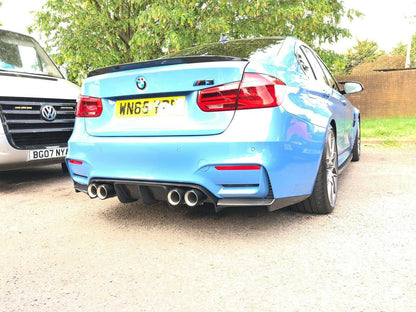 BMW M3 M4 F80 F82 F83 Real Carbon Fibre M Performance DTM V Style Rear Diffuser - 3 Piece - Fits 2014-2020 - UK Stock
