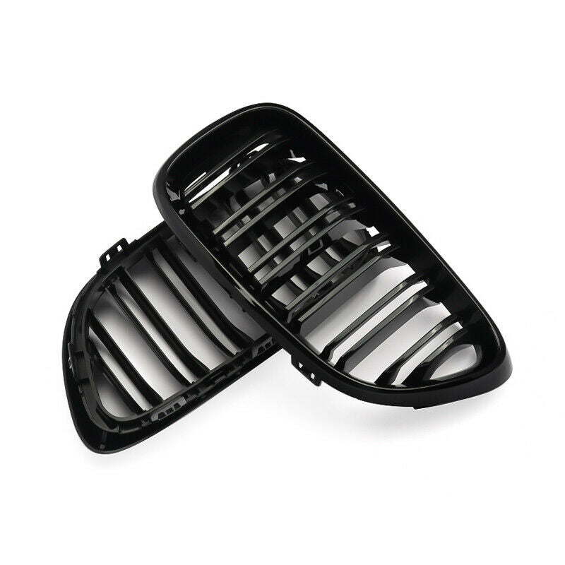 BMW 2 Series F22 F23 2012-2018 Gloss Black Twin Slat Front Kidney Grilles Pair  Coupe & Convertible  De-Chrome Upgrade  UK Stock Fast Delivery