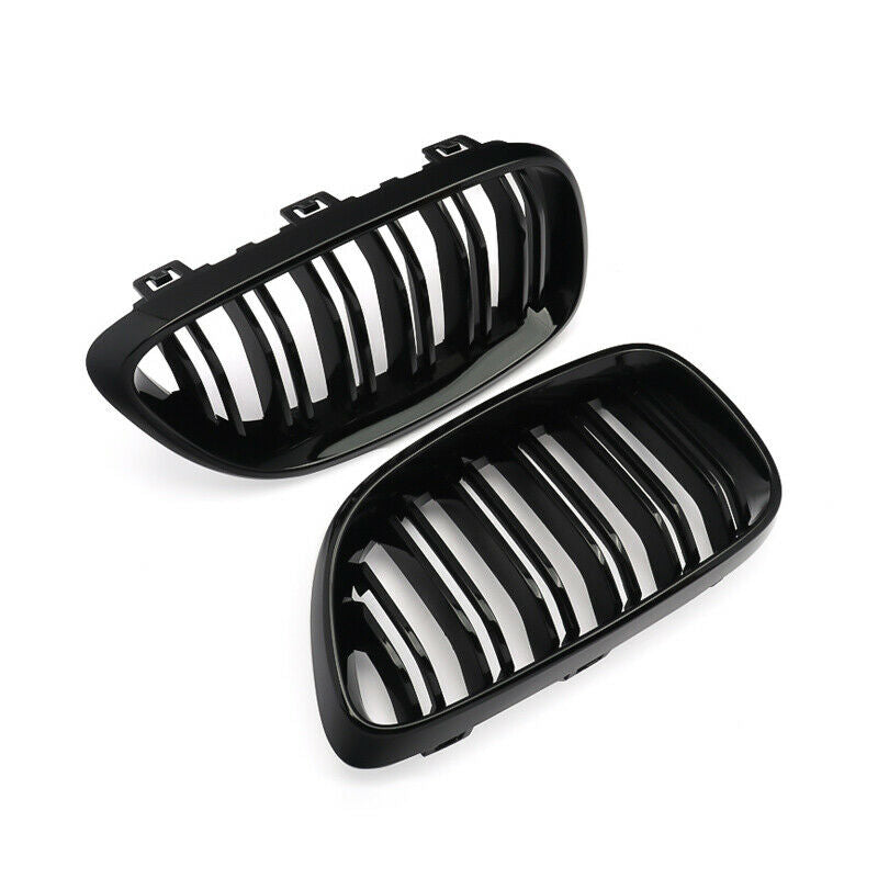 BMW 2 Series F22 F23 2012-2018 Gloss Black Twin Slat Front Kidney Grilles Pair  Coupe & Convertible  De-Chrome Upgrade  UK Stock Fast Delivery