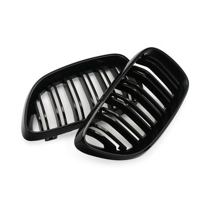 BMW 2 Series F22 F23 2012-2018 Gloss Black Twin Slat Front Kidney Grilles Pair  Coupe & Convertible  De-Chrome Upgrade  UK Stock Fast Delivery