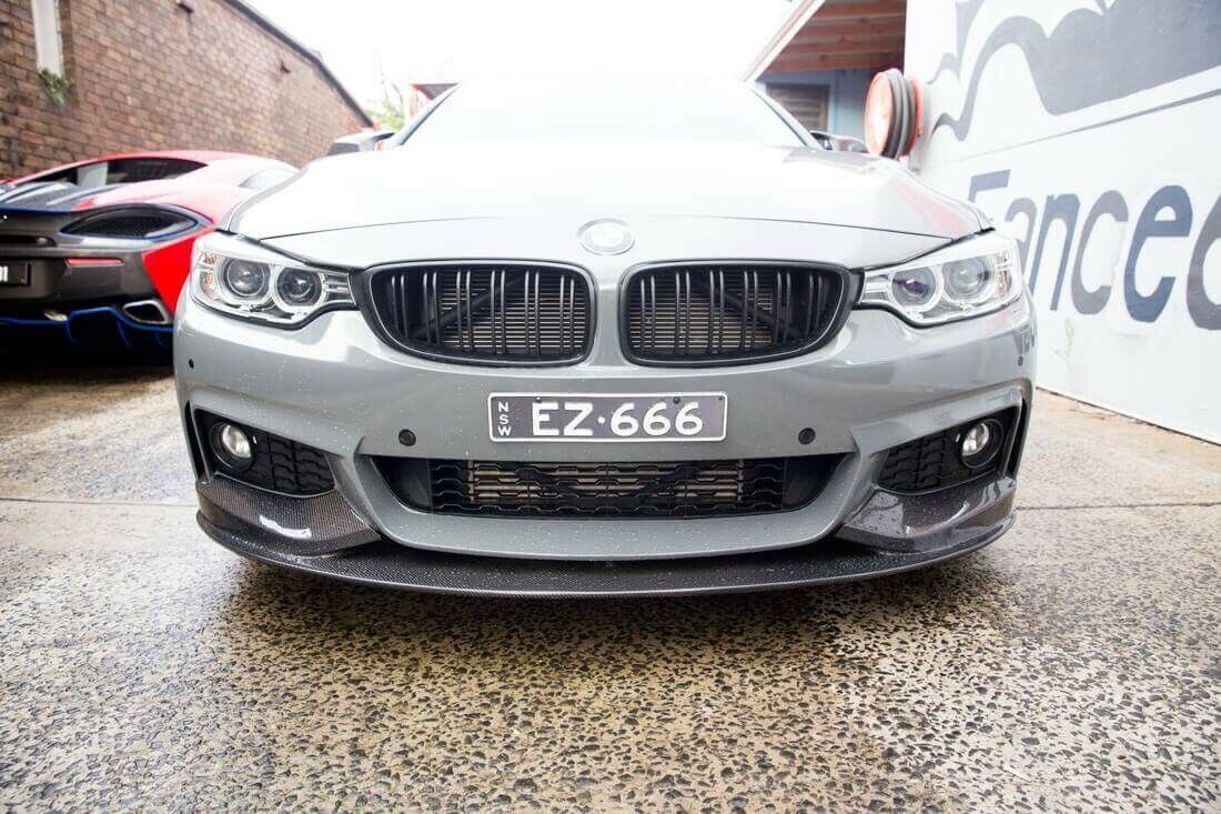BMW 4 Series F32 F33 F36 Carbon Fibre/Carbon Fiber Front Splitter Lip Performance Style - Chin Spoiler, Front Bumper Lip, Lower Valance Skirt, Front Bumper Extension | Fits Coupe, Convertible & Gran Coupe | Real Gloss Carbon | UK Stock, Fast Delivery