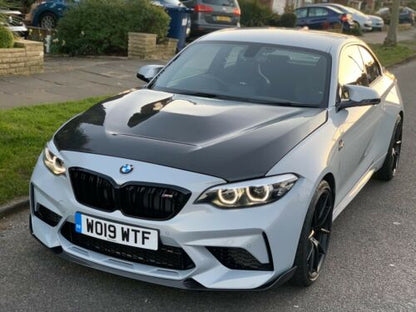 BMW M2 & M2 Competition (M2 Comp) F87 Carbon Fibre/Carbon Fiber CS Style/CS Look Front Splitter / Front Lip Spoiler - Chin Spoiler Bumper Lip Aero Add-On - Performance Lower Valance Air Dam - UK Stock, Fast Free Delivery