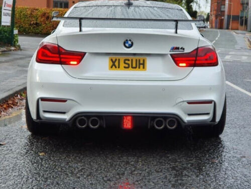 BMW M3 M4 F80 F82 F83 2014-2020 Gloss Carbon Fibre/Fiber Rear Diffuser Valance Splitter, F8X M Performance Style with Centre/Center F1 LED Rain/Brake/Fog Light, OEM+ Fit, Rear Bumper Insert for Saloon/Coupe/Convertible – UK Stock, Fast 2 Day Shipping