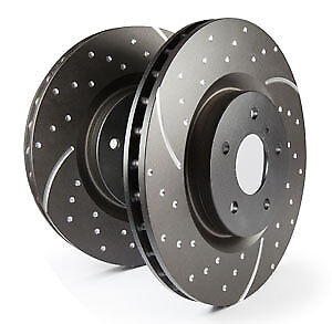 EBC GD1663 BMW Front Slotted & Dimpled Sport Brake Discs for ATE Calipers - E84 X1, E90/E91 & F30/F31 3 Series, F32/F33/F36 4 Series, F20/F21 1 Series, F22/F23 2 Series (incl. 320i 325i 420i X1 28i) - Thermic Black Coated