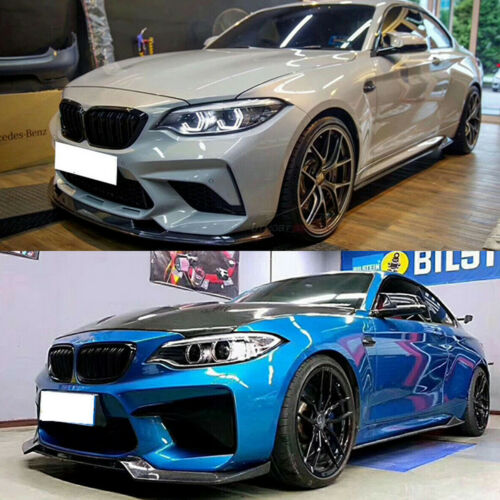 BMW M2 F87 Front Splitter & Side Skirts Kit Gloss Black - Front Lip Spoiler + Side Skirt Extensions - Fits M2 2015-2020, 2 Series F22 F23/F44 M Sport - OEM+ Look, UK Stock