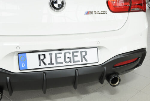 Rieger Rear Diffuser/Valance/Apron Lower Bumper Trim/Insert for BMW 1 Series Hatchback F20 F21 LCI (2015-2019) M135i & M140i Twin Exit/Dual Outlet - ABS - Gloss Black, Matte Black or Carbon Look