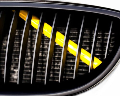 Hi-Vis Neon Yellow Fluorescent V Brace/V-Bar/Crash Bar Grille Accent Strips for BMW – Front Kidney Grille Support Wrap Sticker Decal Overlay Vinyl Kit
