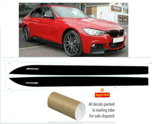BMW 3 Series F30 F31 (2012–2019) Side Skirt Stripe Decal Kit – Rocker/Sill Vinyl Stickers – M Performance Style M Sport – 4D Vinyl – Satin/Matte Black or Carbon Fibre – Saloon/Touring OEM+ Lower Body Graphics, Pair with M Performance Text