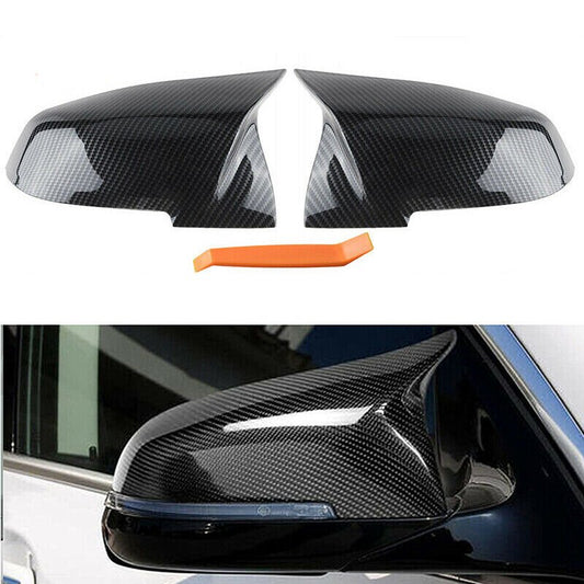 Black Carbon Look Fiber Wing Mirror Cover Caps For BMW 1 Series F20 F21