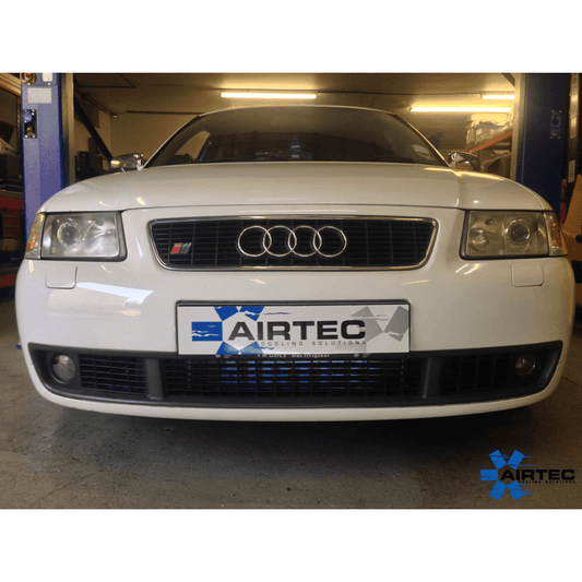 AIRTEC Front Mount Intercooler FMIC Upgrade Kit for Audi S3 8L 1.8T Quattro - Uprated Charge Air Cooler, 60mm Single-Pass Core, Cast End Tanks, Direct-Fit Bolt-On, Pro-Series Black or Silver, Silicone Hose Set, SMIC Delete, Heat Soak Fix
