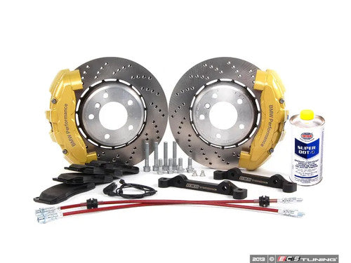 ECS Tuning 6-Pot Front Big Brake Kit (BBK) 325x25 Semi-Floating Rotors/Discs | BMW E46 3 Series 330i/325i/328i Brake Upgrade/Conversion (fits E36, Z3, Z4) | OEM BMW Performance 6-Piston Calipers, Braided Lines, Pads & DOT 4 | Track/Road Bolt-On