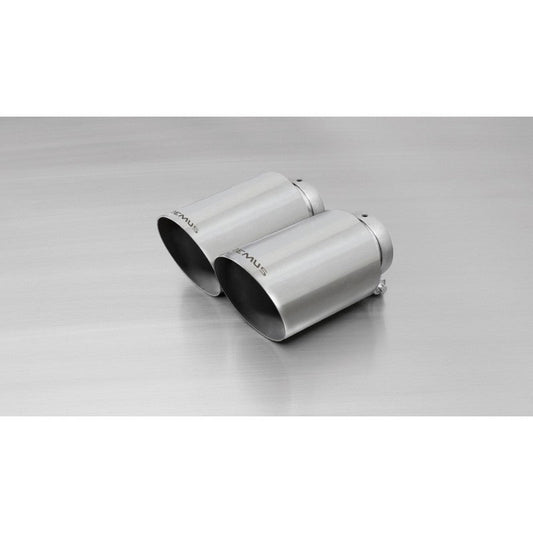 Remus 102mm (4 inch) Exhaust Tips / Tailpipe Trims / Muffler Tip Finishers for Mini F54 F60 - Carbon Fibre w/Titanium Inner or Chrome - Clamp-On Angled Pair - Fits Cooper S Clubman F54, JCW Clubman ALL4 & JCW Countryman ALL4 F60