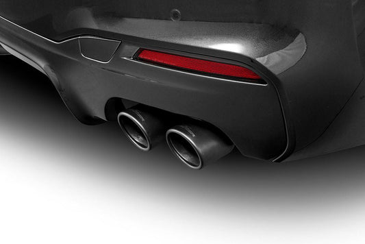 AC Schnitzer BMW 5 Series G30/G31 Quad Exhaust Tips 90mm Black Ceramic - Tailpipe Finishers/Trims Set, Quad Exit End Pipes, Bolt-On OEM Fit for 520d 530d 540d xDrive Saloon & Touring Diesel