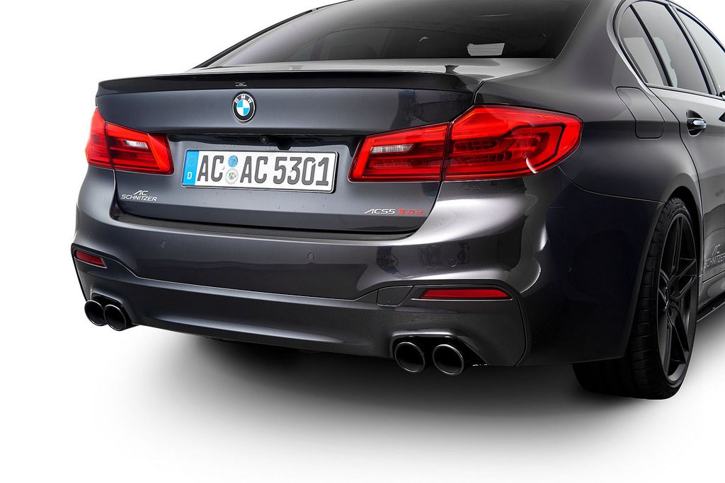 AC Schnitzer BMW 5 Series G30/G31 Quad Exhaust Tips 90mm Black Ceramic - Tailpipe Finishers/Trims Set, Quad Exit End Pipes, Bolt-On OEM Fit for 520d 530d 540d xDrive Saloon & Touring Diesel