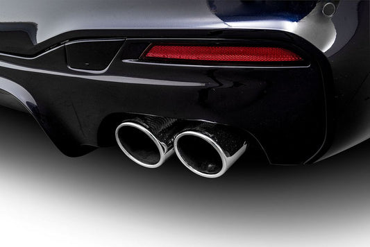 AC Schnitzer Quad 90mm Polished Chrome Stainless Exhaust Tips/Tailpipes for BMW 5 Series G30/G31 Diesel 520d 530d 540d xDrive - Direct Fit OEM Rear Tail Trims/Finishers (Saloon & Touring) - Part 1814330110