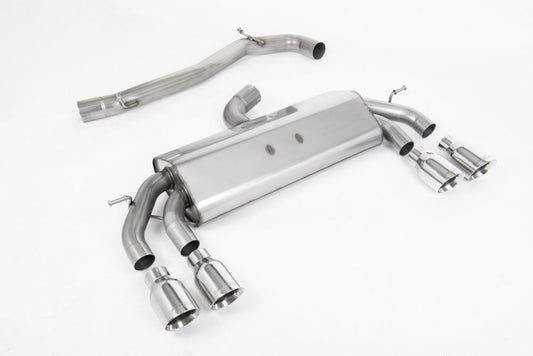 Milltek Volkswagen Golf Mk7.5 R 2.0 TSI 310PS (Non-GPF Models Only) (17+) Cat-back Non-Valved Race System. Non-resonated (louder). Polished GT-100 Round Tips