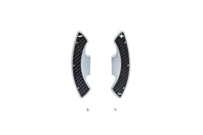 Storm Motorwerks Illuminated Extended Steering Wheel Paddle Shifters for BMW E90 E92 E93 M3 DCT (E9X) - CNC Billet Aluminium with Carbon Fibre Inlay - Self-Powered Glow - Black or Silver Anodised