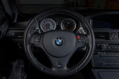 Storm Motorwerks Illuminated Extended Steering Wheel Paddle Shifters for BMW E90 E92 E93 M3 DCT (E9X) - CNC Billet Aluminium with Carbon Fibre Inlay - Self-Powered Glow - Black or Silver Anodised