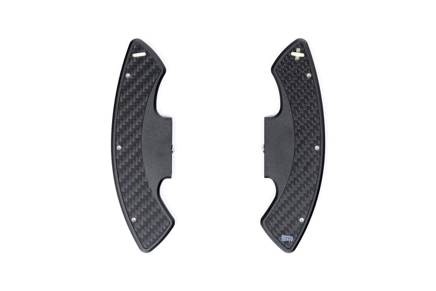 Storm Motorwerks Illuminated Extended Steering Wheel Paddle Shifters for BMW E90 E92 E93 M3 DCT (E9X) - CNC Billet Aluminium with Carbon Fibre Inlay - Self-Powered Glow - Black or Silver Anodised