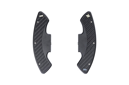 Storm Motorwerks Illuminated Extended Steering Wheel Paddle Shifters for BMW E90 E92 E93 M3 DCT (E9X) - CNC Billet Aluminium with Carbon Fibre Inlay - Self-Powered Glow - Black or Silver Anodised