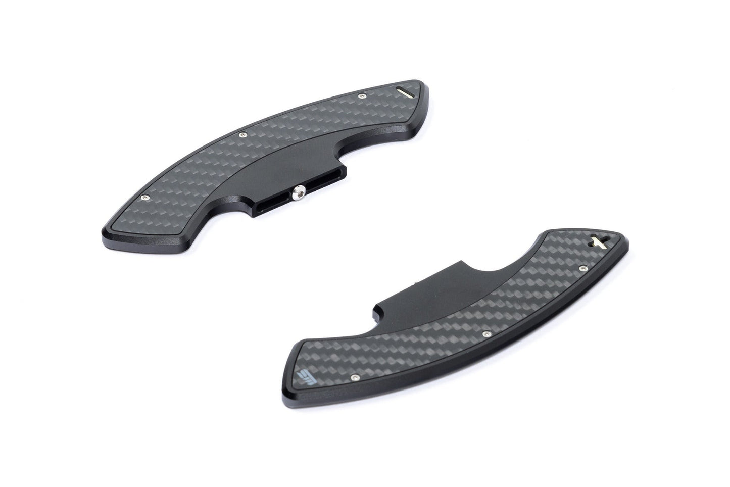 Storm Motorwerks Illuminated Extended Steering Wheel Paddle Shifters for BMW E90 E92 E93 M3 DCT (E9X) - CNC Billet Aluminium with Carbon Fibre Inlay - Self-Powered Glow - Black or Silver Anodised