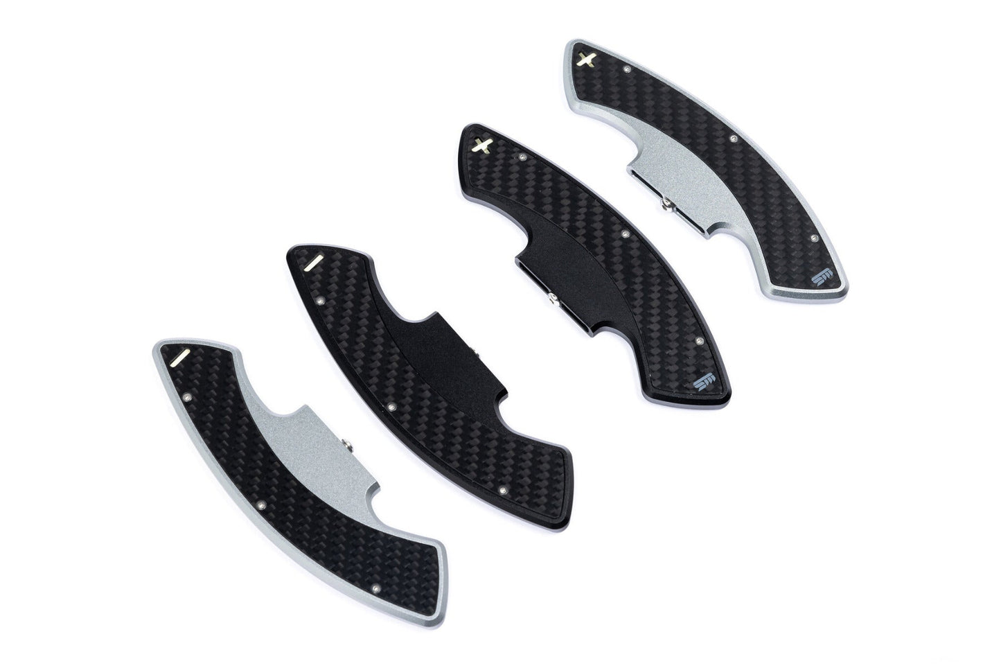Storm Motorwerks Illuminated Extended Steering Wheel Paddle Shifters for BMW E90 E92 E93 M3 DCT (E9X) - CNC Billet Aluminium with Carbon Fibre Inlay - Self-Powered Glow - Black or Silver Anodised