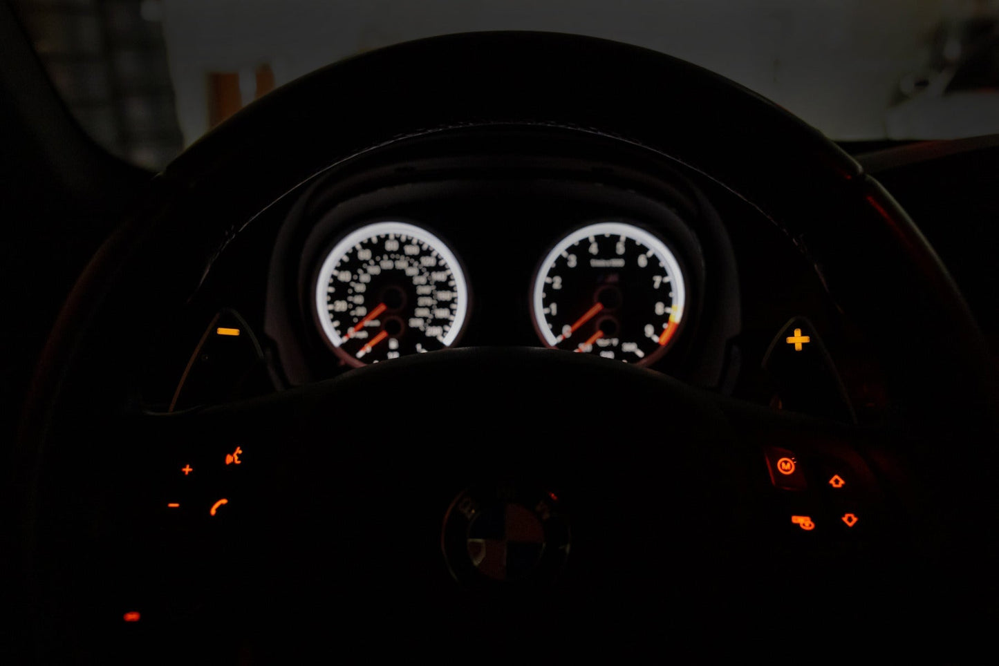 Storm Motorwerks Illuminated Extended Steering Wheel Paddle Shifters for BMW E90 E92 E93 M3 DCT (E9X) - CNC Billet Aluminium with Carbon Fibre Inlay - Self-Powered Glow - Black or Silver Anodised
