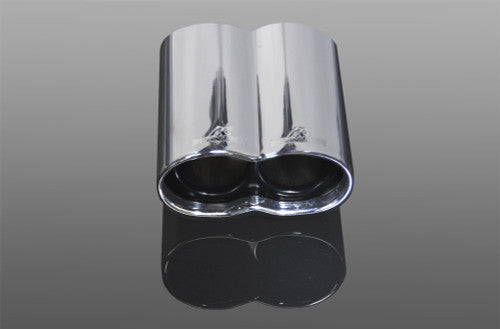 Genuine AC Schnitzer Dual Outlet Chrome Exhaust Tips / Muffler Tailpipe Finishers for BMW X5 E70 Pre-LCI Pre-Facelift (2007-2010) - Twin Exit Racing Tip Trims, Pair - Fits 30d 30sd 30si 48i